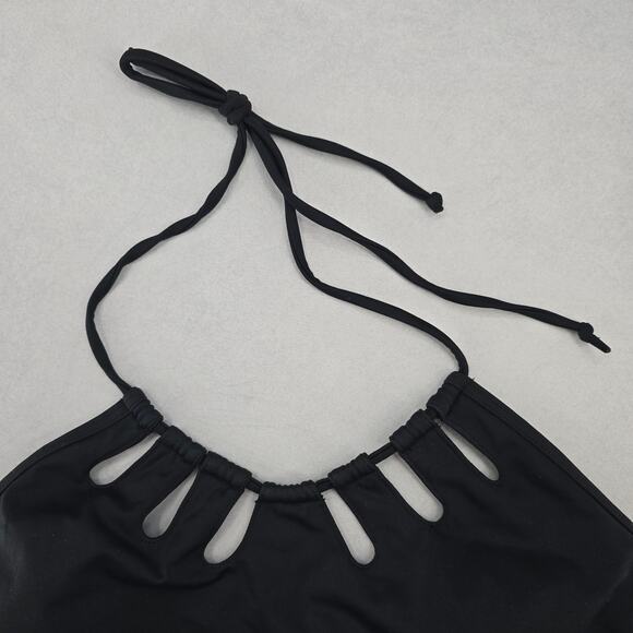 LA Hearts Black Cutout Tie Padded Swim Sports Bra Beach Bikini Top M Medium - Picture 4 of 6